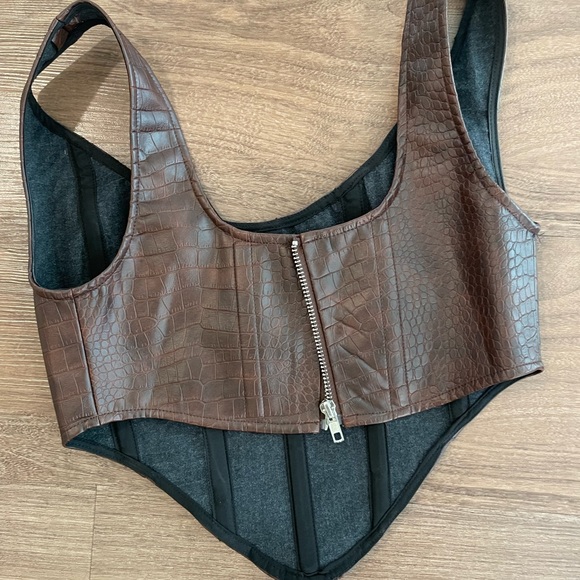 By DYLN Brown Snakeskin Corset Top - Picture 3 of 4
